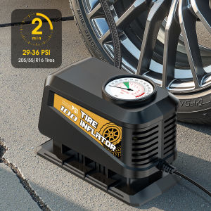Carsun 12V Portable Tire Inflator Plug-and-Play Air Compressor with Mechanical Gauge for Cars Motorcycles Balls 100PSI
