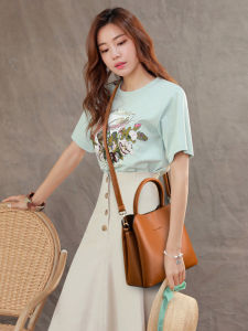Large Capacity Retro Fashion Bucket Bag Genuine Leather Crossbody Single Shoulder Womens Bag for Middle-Aged Mothers 2025 New Style