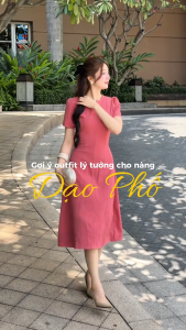Đầm thiết kế BEMINE cổ tròn dáng dài phù hợp đi làm đi chơi-B700
