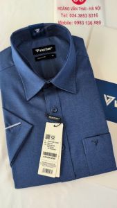 [Việt Tiến] Áo Sơ Mi Ngắn Tay - Regular (Suông) - Vạt Vuông - Màu trơn