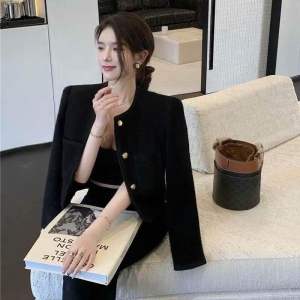 ÁO KHOÁC DẠ ÁO BLAZER CỔ TRÒN DAY DÀI PHỐI NÚT
