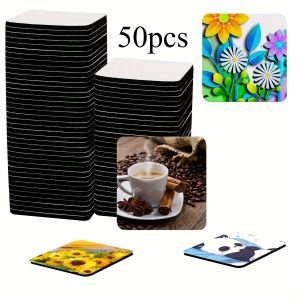 10/50 Pcs DIY Christmas Gift Rubber Square Sublimation Coasters Heat Transfer Blank Mats for Printable Patterns & Crafts