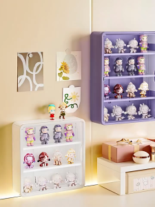 Wall Mounted Display Box Dustproof Toy Figurine Blind Box Rak Dinding Handpan Mainan Kotak Pameran Koleksi Hiasan Rumah