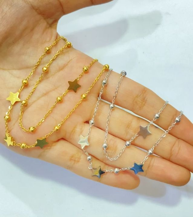 Noin Gelang Kaki Titanium Asli Anti Luntur Double Layered Little Star Untuk Wanita Korea GLK21