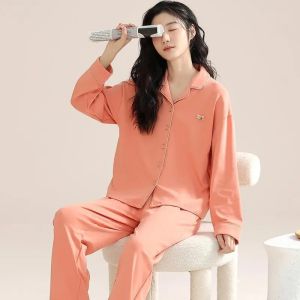 Miiow | Pure Cotton Sleepwear Womens Long Sleeve Open Cardigan Set Loose Fit Home Clothes Spring Autumn New Arrival MiiOW Cat Person