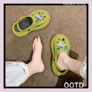 QZshop 3 สี รองเท้าแตะแฟชั่น ทรงหัวโต พื้นนิ่ม สบาย ตัวติดการ์ตูนสุดคิ้วท์ดีไซน์สวย 3 สี เลือกช็อป