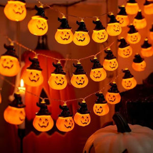 Đèn Lồng Bí Ngô Cổ Điển Halloween 10LED Đèn Trang Trí Tiệc Màu Cam Chiếu Sáng Ban Đêm Bầu Không Khí Vui Nhộn 15m Cho Các Dịp Lễ Hội