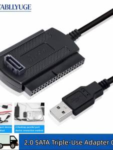 IDE SATA to USB 2.0 Adapter Cable 3 In 1 Hard Drive Reader for 2.5/3.5 Inch SATA IDE HDD SSD CD DVD ROM Data Recovery Converter