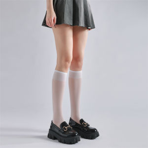 White Silk Long Tube Socks Womens over Knee Thin Summer Stockings JK Uniform Transparent Little Leg Socks Sweet Style Shape Leggings