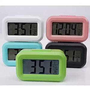 Mini Digital Alarm Clock Battery Powered Snooze Table Clock 12/24H Mute Bedside Electronic LED Clock