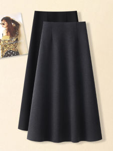 Warm Woolen Mini Skirt Womens A-Line Midi Skirt Spring Autumn Winter High Waist Flattering for All Body Types Thickened Polyester Blend