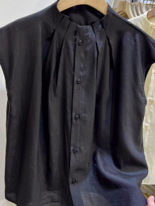 chaqi | Fashionable Luxury Black Sleeveless Round Neck Shirt Summer 2025 New Unique Anti-Aging Versatile Womens Top Commute Style Loose Fit