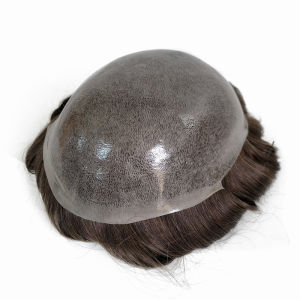9in Length 8x10in Injection Thin Skin 0.06-0.08mm Mens Toupee Remy Human Hair Men Wig Hair Replacements Hair System