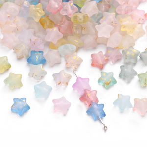 10g10x9mm Colorful Frosted Star Acrylic Beads Loose Spacer Beads for DIY Sewing Craft Handmade Garment Bag Accessories Materials