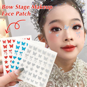 【Grilrigrin】3Pcs Shiny Bow Stage Makeup Face Patch for Child Adult Waterproof and Durable Stickers Wedding Birthday Party Decoration Supplies 