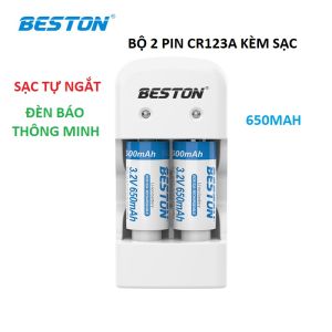 Bộ sạc pin 3V Beston CD643 kèm 2 pin sạc RCR123A Dung lượng cao dùng cho máy ảnh camera thiết bị đo đèn pin ống nhòm