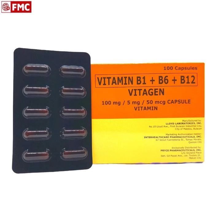 Vitagen (B1+B6 + B12) 100's Capsule Vitamin B Complex Expiry March 07
