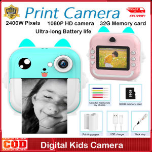 ⚡️Local Warehouse+3 Days Delivery⚡Kids Camera For Girls Boys Kids Instant Print Camera Toy For 3-14 Year Old 1080P HD Kids Digital Camera With Photo Paper Birthday Gifts For 3 4 5 6 7 8 9+ Year Old Girl 6 Colour Pens 32GB SD Card