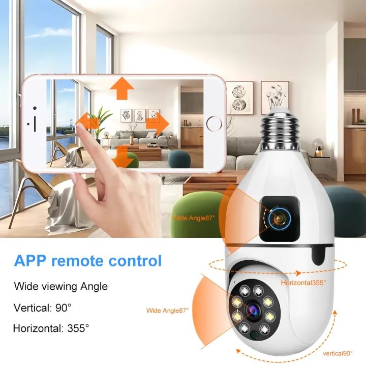 Dual Lens V380 Pro Bulb CCTV Camera buy 1 take 1 Dual Screens new ...