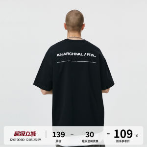 FPA Basic Black Pure Cotton Short Sleeve T-Shirt Loose Fit round Neck Half Sleeve Five-Quarter Length Mens Summer Trendy Brand