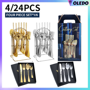 24pcs Thick Spoon and Fork Set fork set gold cutlery set dinnerware set utensils