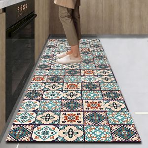 VIKAMA Mexican floral tile carpet Bohemian kitchen floor mat anti slip quick drying carpet home decoration