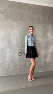 DNaRa - Fuji Kemeja Crop Top Korean Style Kemeja Wanita Lengan Panjang Bahan Stretch Slim Fit Premium Lokal