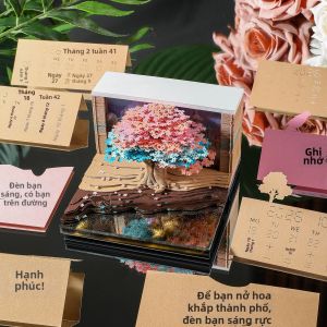 3D Paper Carving Calendar Bookmark 2026
