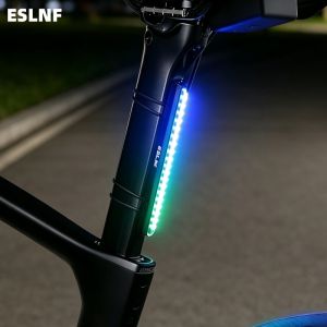 ESLNF RGB Flowing Bicycle Safety Taillight 1200mAh Type-C Rechargeable IPX4 Waterproof Bright for Road MTB Night Riding