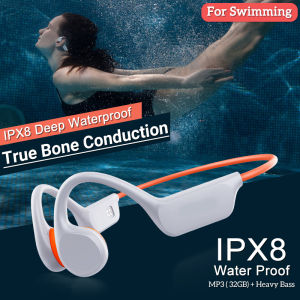 Bone Conduction Headphones IPX8 Waterproof Bluetooth Wireless Earphone MP3 Player With 32G RAM Bluetooth MP3 Dual Mode Earphone for Swimming Sports With Power Display for Swimming Pool Music