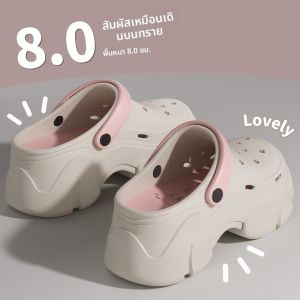 รองเท้าแตะแบบมีรูสำหรับผู้หญิงในช่วงฤดูร้อนปี 2025 รองเท้าแตะชายหาดกันลื่นส้นหนาแบบมีรูรองเท้าแตะแบบสวมสบายสำหรับนักเรียน