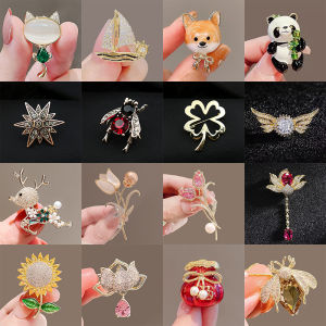 Elegant Business Style Lapel Pin High Quality Rhinestone Embellished Lucky Bag Versatile Design for Women Alloy Engraving