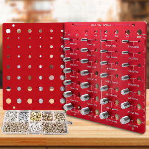 FNICEL | Nut and Bolt Thread Checker- 28 Bolt Size and Thread Identifier Gauge and 8 Size Aperture Gauge - Measuring Identifier Tool