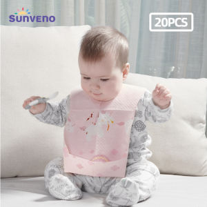Sunveno Waterproof Baby BibsEating Saliva Paper Feeding Scarf for Baby Feeding Traveling Soft Leakproof Disposable
