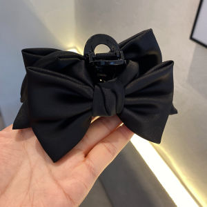 Wht Same Style Black Bows Barrettes Female Back Head Grip Large Size Shark Clip Elegant New Arrival Hair Clip Headdress