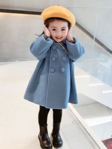 Thickened Woolen Coat for Girls Double Row Buttons Autumn Winter New Style Childrens Clothing Korean Version Baby Coat Trendy