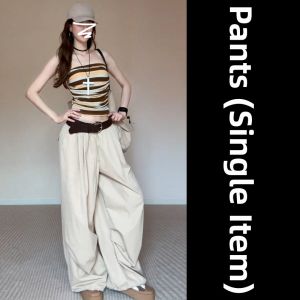 Y6Y | Unique Design Stripe Color Blocking Bra Top and Airy Pants Set
