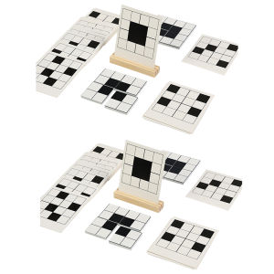 Wooden Black White Logic Puzzle Montessori Educational Toy Pattern Matching Brain Teaser IQ Training Tabletop Game Gift for Kids