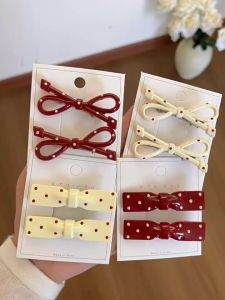 🔥Cozyrooms👍Bright Surface Polka Dot Bow Hair Clip Exquisite Retro Hair Clip Women Simple Hair Clip