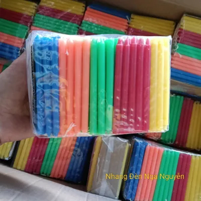 (Combo 5 túi) Đèn cầy Trung Thu ngũ sắc 200 gram/Nến cúng sao túi 50 cây cao 11 cm