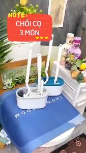 Cọ Nhà Vệ Sinh Bồn Cầu 3 In 1 Bằng Silicon Cọ Chà Toilet Kèm Khay Dán Tường Tiện Dụng