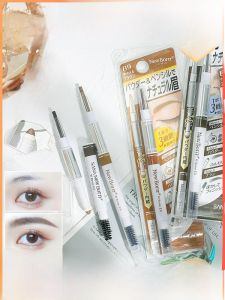 Sana Triple-Function Eyebrow Pencil Double-Headed Waterproof Long-Lasting Colorfast Brush Included Natural 3D Strobing Easy Coloring