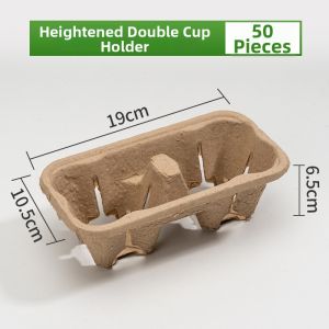 RONGSEN | Disposable Drink Cup Holder Single or Double Cup Paper Pulp