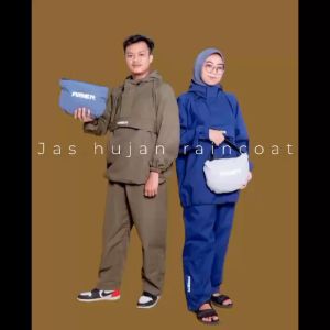 RIBER JAS HUJAN / JAS HUJAN SETELAN PRIA WANITA / RAINCOAT MODEL KANGGURU / JAS HUJAN RAINCOAT / MANTEL HUJAN COWOK CEWEK