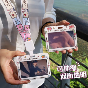 เคสบัตรรถเมล์แบบใสสองด้านพร้อมสายคล้องสำหรับนักเรียนและพยาบาล เคสบัตรประจำตัวแบบยืดหยุ่น เคสบัตร ID สำหรับนักแสดงและบัตรประตูธุรกิจ