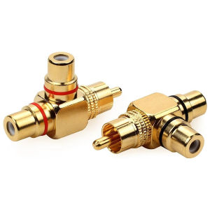 2PCS Gold Plated AV Audio Splitter Plug RCA Adapter 1 Male to 2 Female Connector for Home Theater Speaker Audio Video Equipment