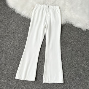 American Vibe Style Straight-leg Silm Slim Looking White Denim Men and Women Niche Style Spring and Summer High Street Mop Bootcut Trousers