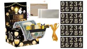 Money for Cash Gift Birthday Money Pull Happy Birthday Gift Card with Music Light 30 Bags DIY Sticker 13th 16th 18th 21th Any Age Birthday Decorations Cash Gift Ideas for Girls Boys Adults