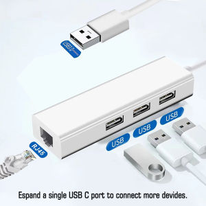 MUSTA USB 3.0 to Gigabit RJ45 LAN Ethernet Adapter 4 Ports USB 3.0 Docking Station for 10/100/1000 Mbps for Windows Mac