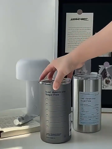 SG [READY STOCK] Stainless steel 304 cup coffee cup beer cup camping cup stainless steel cup with straw large cup 600ml American automobile glass tube thermos cup